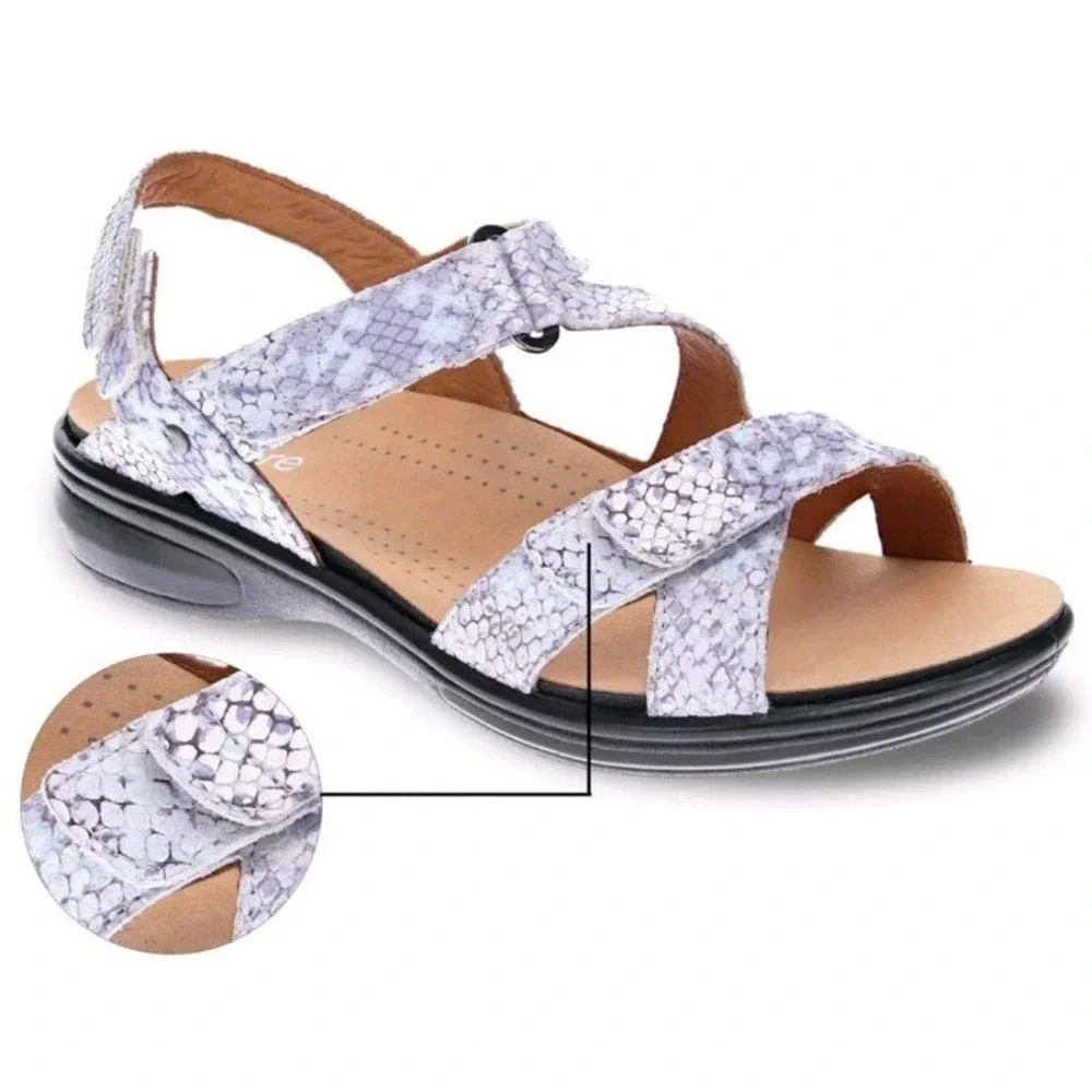 NEW Revere Womens 7 Zanzibar Teal Snakeskin Pattern Comfort Sandals $175